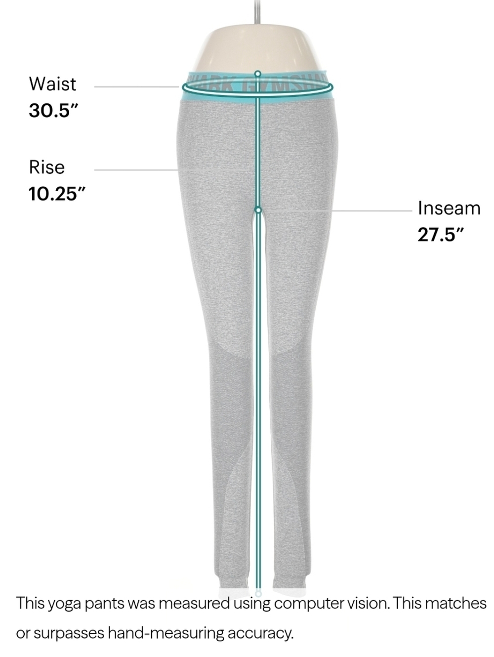 Gymshark Gray Leggings with Teal Branded Waistband - Picture 4 of 5